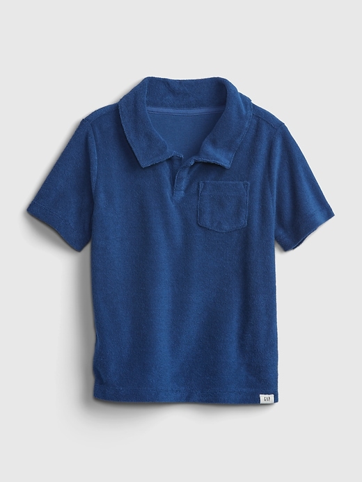 1 of 8 showing, with the color atlas blue of product Toddler Terry Polo Shirt