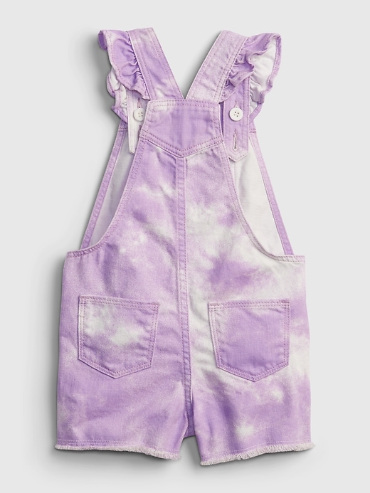 2 of 8 showing, with the color purple tie dye of product Toddler Tie-Dye Denim Shortalls