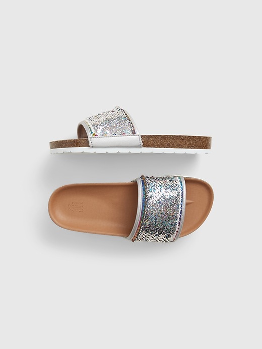 2 of 8 showing, with the color multi of product Kids Flippy Sequin Slide-Ons