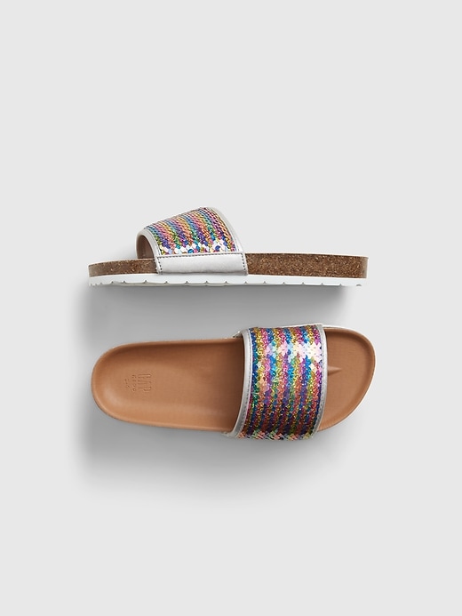 1 of 8 showing, with the color multi of product Kids Flippy Sequin Slide-Ons