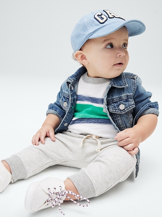 2 of 8 showing, with the color light heather gray of product Baby Knit Pull-On Pants