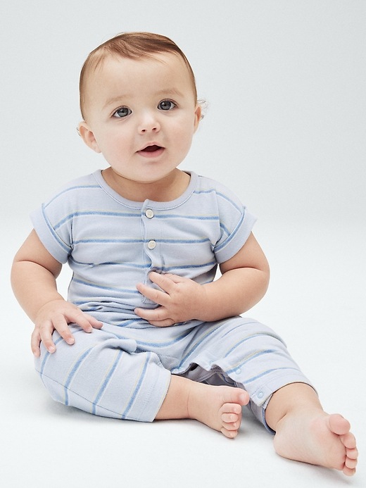 Image number 4 showing, Baby 100% Organic Cotton Henley One-Piece