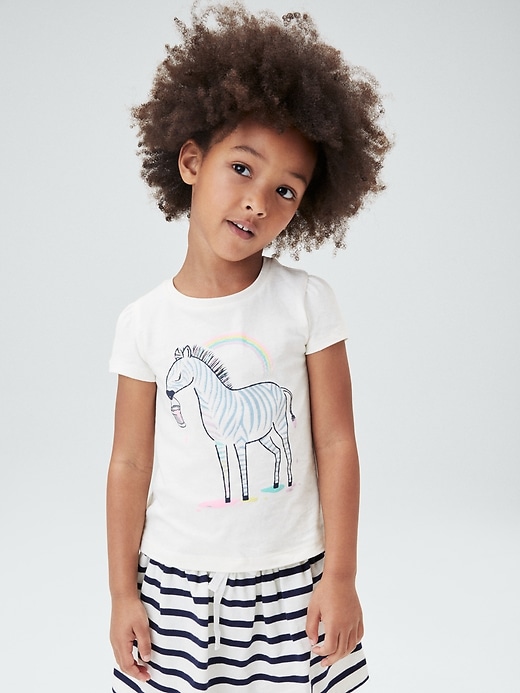 2 of 8 showing, with the color zebra soft ivory of product Toddler 100% Organic Cotton Mix and Match Graphic T-Shirt
