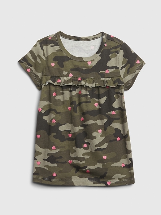 1 of 8 showing, with the color green camo of product Toddler Mix and Match  Ruffle T-Shirt