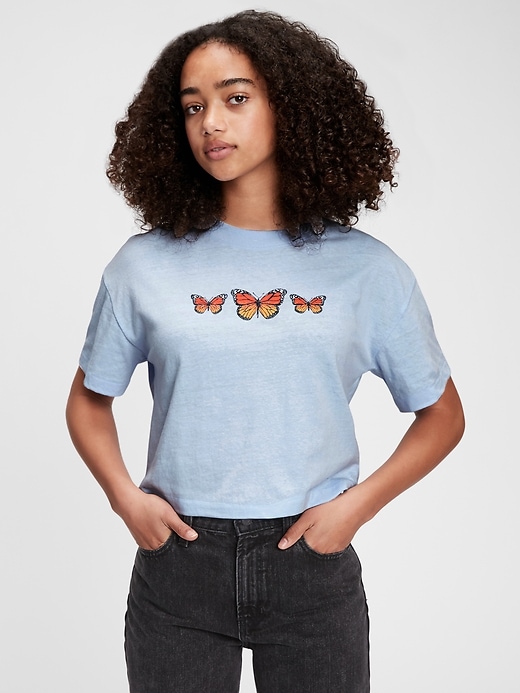 1 of 8 showing, with the color bicoastal blue of product Teen Graphic Boxy T-Shirt