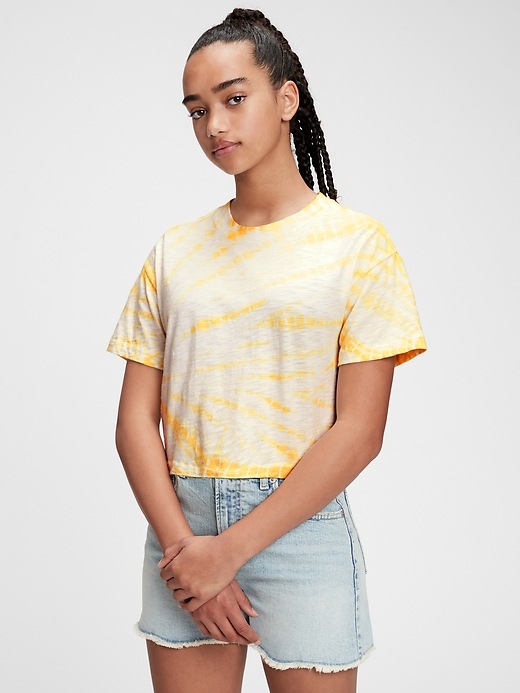1 of 8 showing, with the color yellow tie dye of product Teen Organic Cotton Boxy T-Shirt