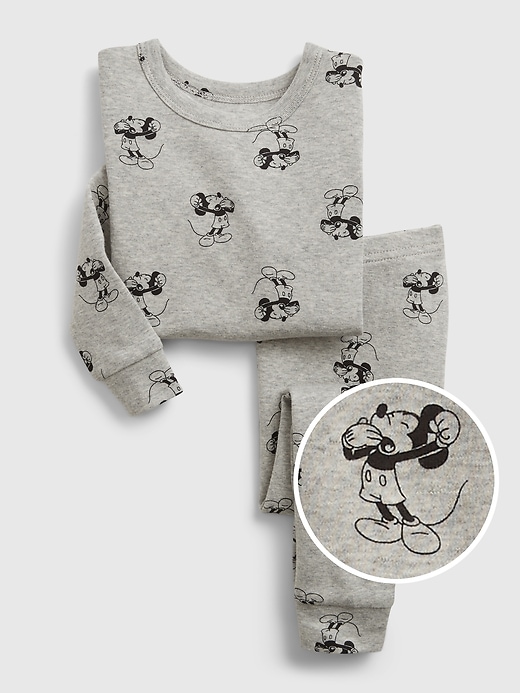1 of 8 showing, with the color light heather gray of product babyGap &#124 Disney Mickey Mouse 100% Organic Cotton PJ Set