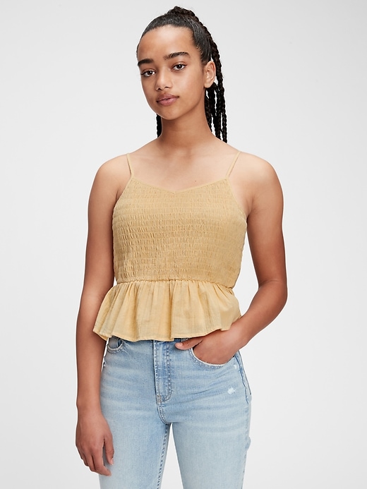 1 of 8 showing, with the color wheat gold of product Teen 100% Organic Cotton Cinched Cami