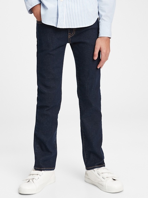 2 of 8 showing, with the color rinse washed indigo of product Kids Straight Jeans with Washwell™