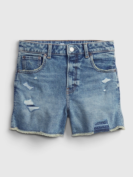 2 of 8 showing, with the color medium wash of product Teen Sky High-Rise Denim Shorts with Stretch