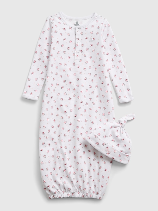 1 of 8 showing, with the color white of product babyGap Floral Print Sleep Gown Set