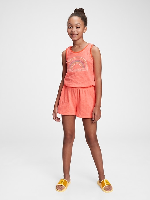 2 of 8 showing, with the color neon coral sprint of product Kids Graphic Romper