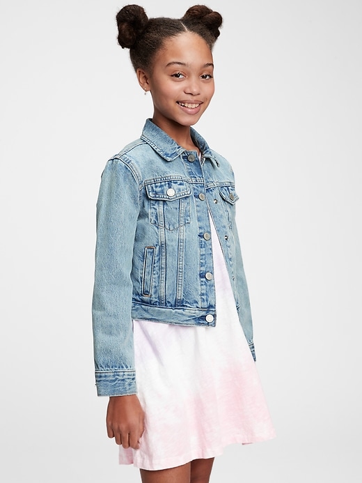 2 of 8 showing, with the color medium wash of product Kids Icon Denim Jacket