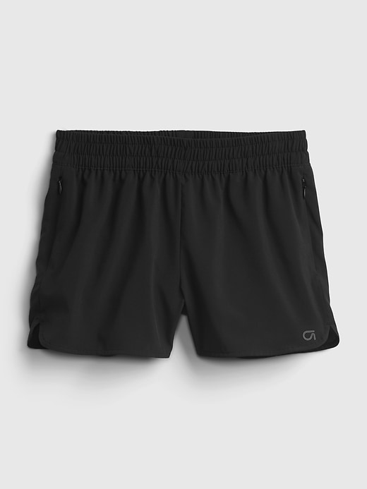 2 of 8 showing, with the color true black of product GapFit Teen Recycled High-Rise Fit Tech Running Shorts