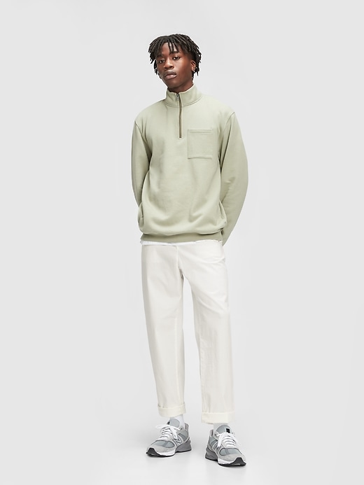 1 of 8 showing, with the color natural beige of product Relaxed Taper E-Waist Pants with GapFlex