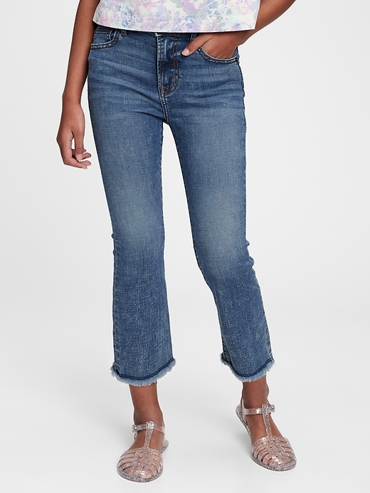 Image number 2 showing, Kids High-Rise Ankle Flare Jeans with Stretch