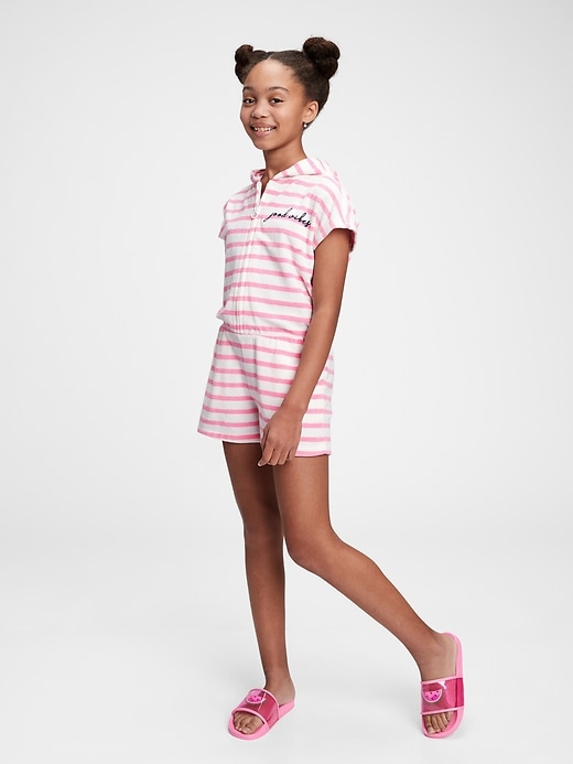 2 of 8 showing, with the color neon impulsive pink of product Kids Swim Coverup Romper