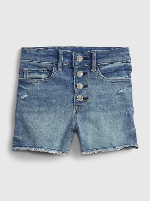 Image number 2 showing, Kids High-Rise Distressed Denim Shorts with Stretch
