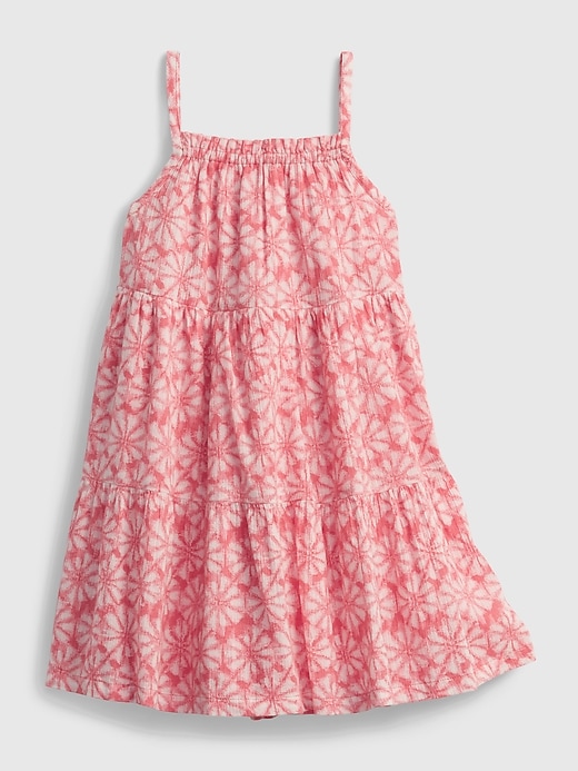 1 of 8 showing, with the color pink print of product Toddler Floral Tiered Dress