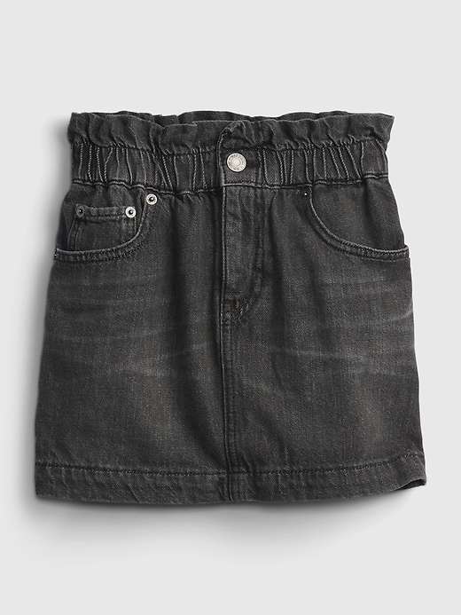 Image number 1 showing, Kids High-Rise Paperbag Waist Denim Skirt