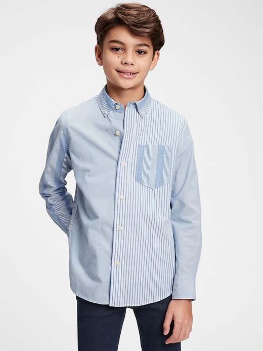 Image number 2 showing, Kids Poplin Mixed Stripe Shirt