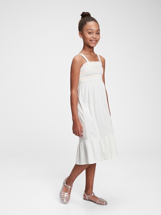 2 of 8 showing, with the color new off white of product Kids Smocked Midi Dress