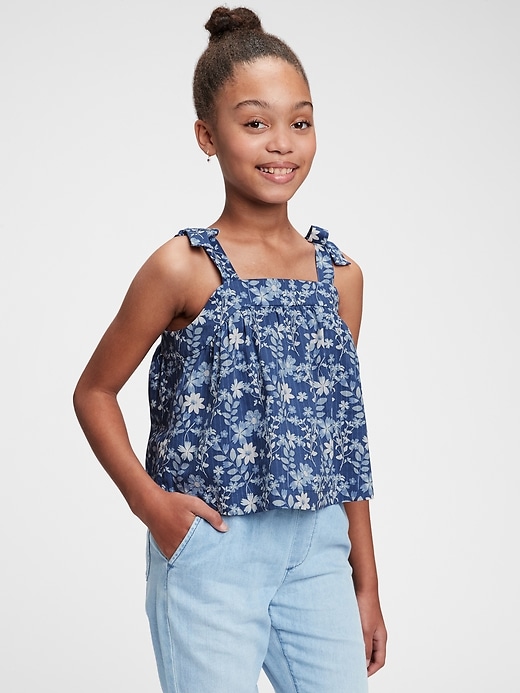 2 of 8 showing, with the color blue floral of product Kids Floral Top
