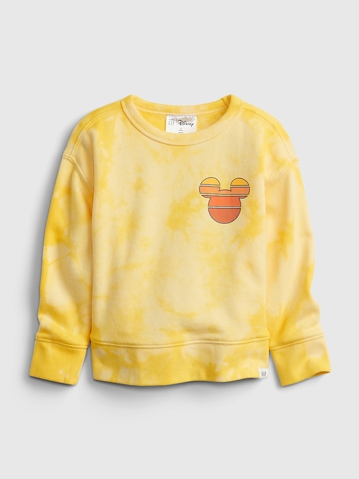 1 of 8 showing, with the color creamy yellow of product babyGap &#124 Disney Mickey Mouse Tie-Dye Print Crewneck Sweatshirt