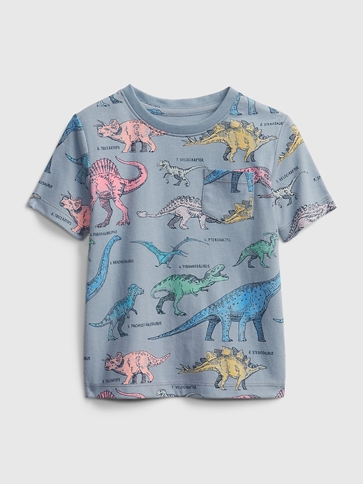 Organic Cotton T-Shirt With Dino Print Light Gray Mix