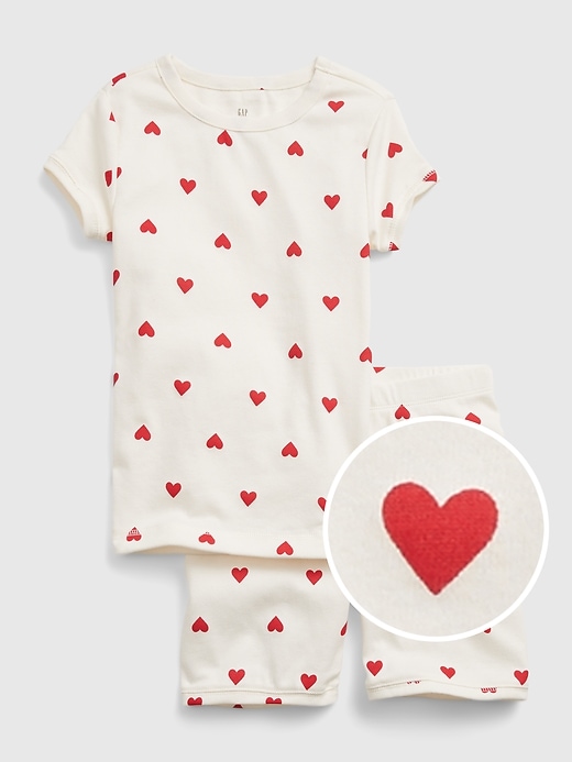 1 of 8 showing, with the color hearts of product Kids 100% Organic Heart Graphic PJ Set