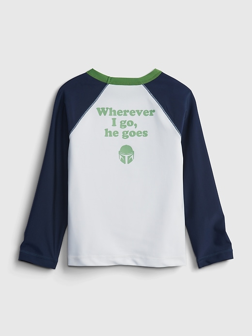 2 of 8 showing, with the color white of product babyGap &#124 Star Wars™ Graphic Recycled Swim Rash Guard Top