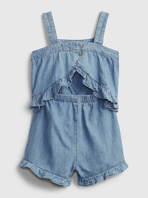 Image number 2 showing, Toddler Denim Ruffle Romper