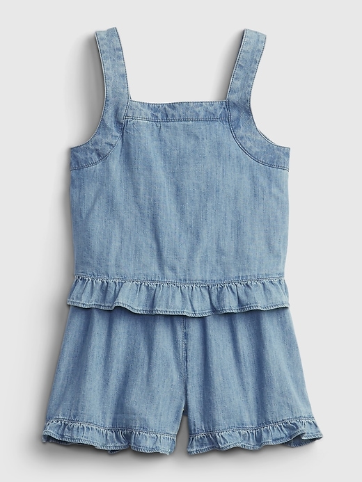 Image number 1 showing, Toddler Denim Ruffle Romper