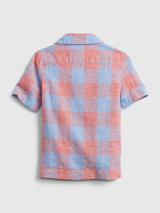 2 of 8 showing, with the color navy red plaid of product Toddler Linen Shirt