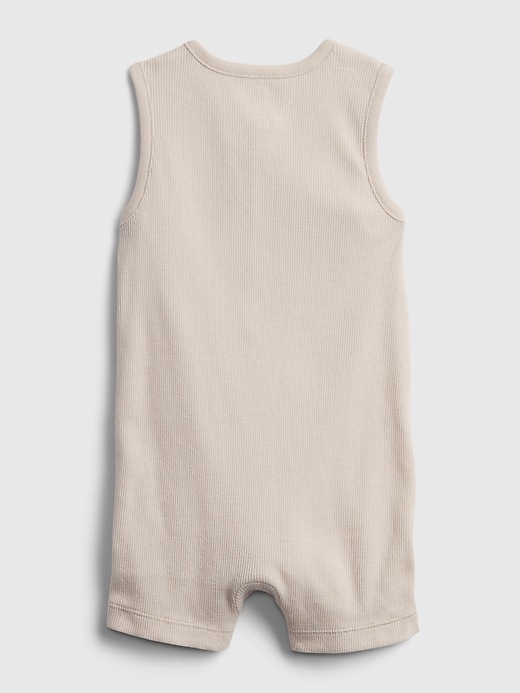 Image number 2 showing, Baby 100% Organic Cotton Ribbed Knit Shorty One-Piece