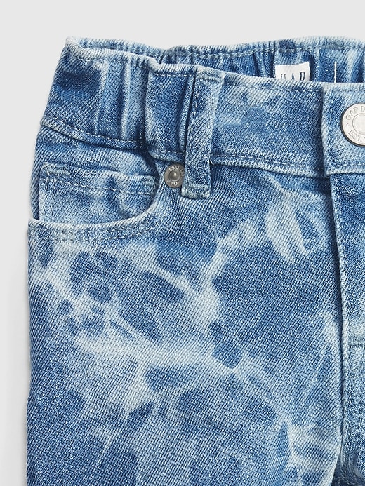 Image number 3 showing, Toddler Elasticized Pull-On Tie-Dye Denim Shortie Shorts with Stretch
