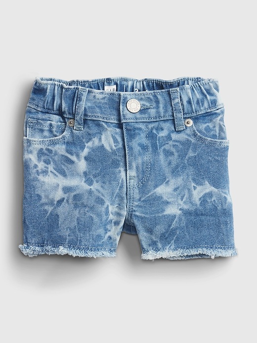 Image number 1 showing, Toddler Elasticized Pull-On Tie-Dye Denim Shortie Shorts with Stretch