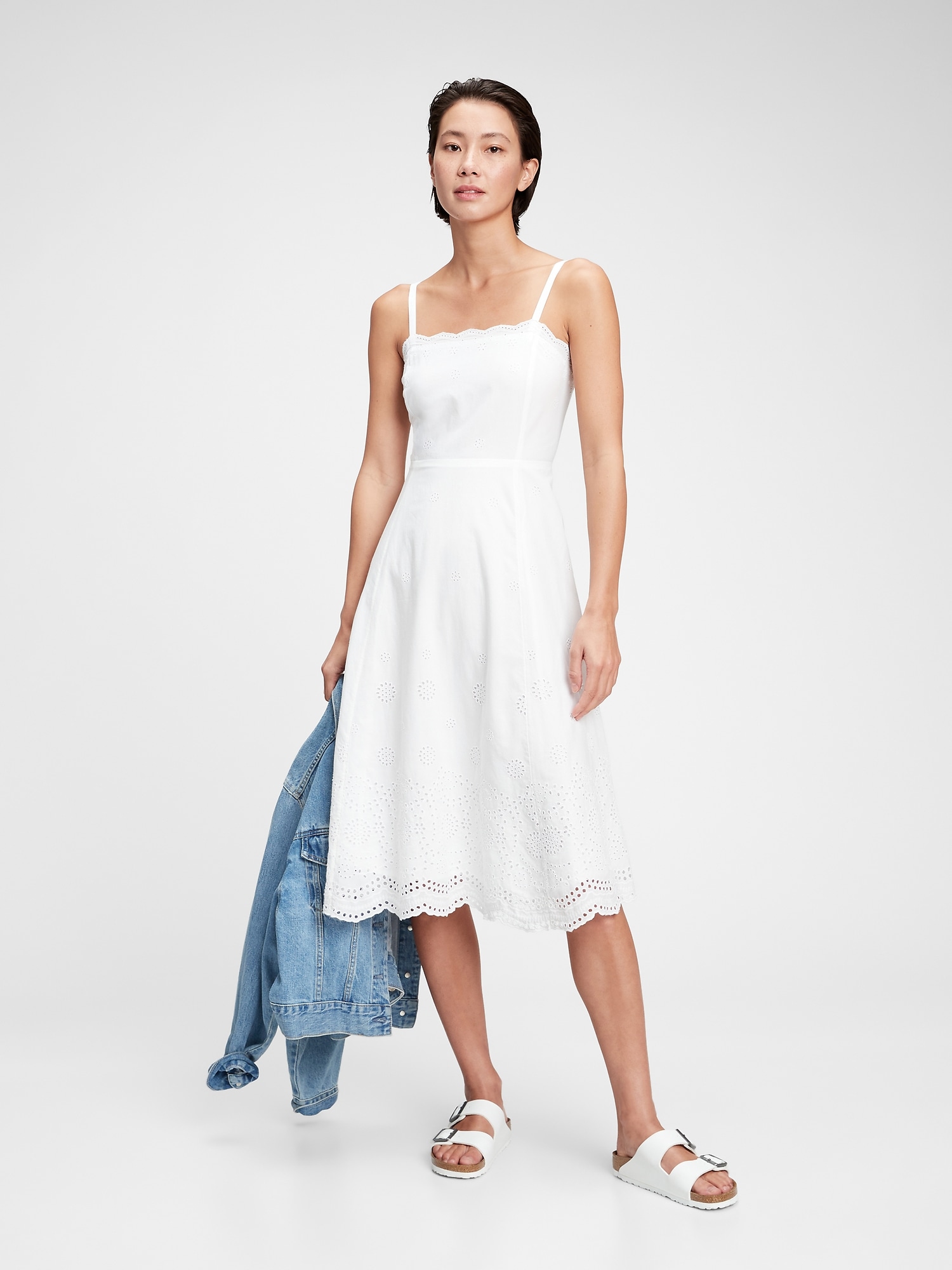 White eyelet dress midi Clearance
