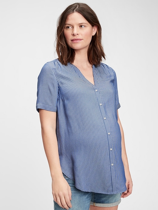 View large product image 1 of 1. Maternity Button-Front Shirt