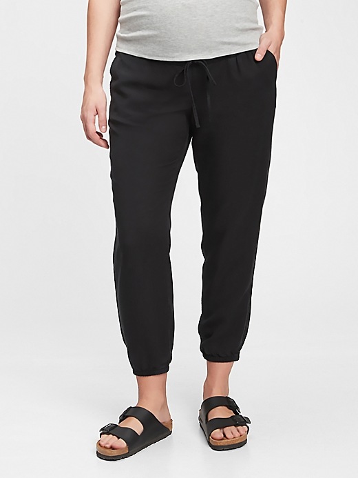 1 of 8 showing, with the color true black of product Maternity Pull-On Joggers in TENCEL™ Lyocell