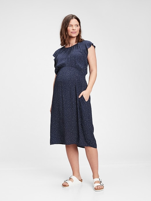 Image number 3 showing, Maternity Smocked Flutter Sleeve Dress