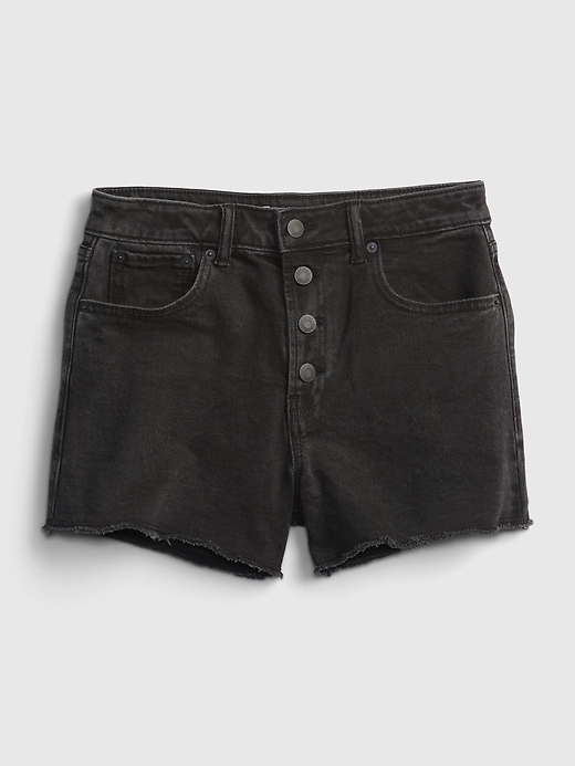 2 of 8 showing, with the color black wash of product Teen Sky High-Rise Denim Shorts with Stretch
