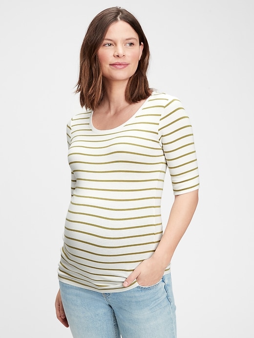 1 of 8 showing, with the color green moss of product Maternity Modern Scoopneck T-Shirt