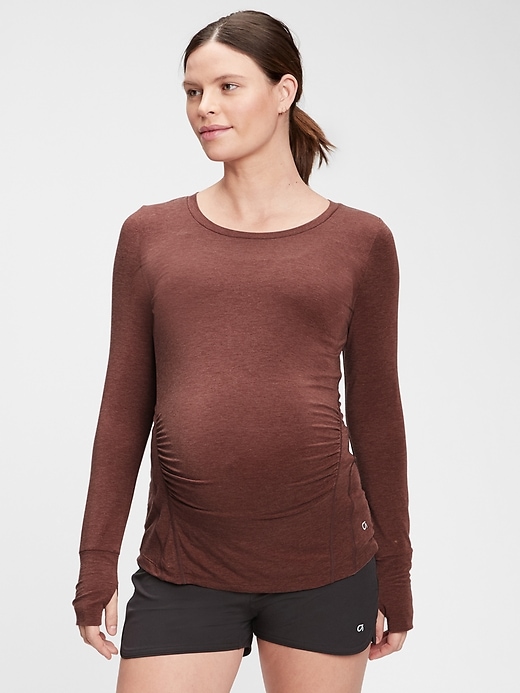 1 of 8 showing, with the color cherry wood brown of product Maternity GapFit Breathe T-Shirt