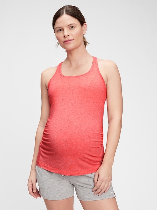 1 of 8 showing, with the color rose bush of product Maternity GapFit Breathe Racerback Tank Top
