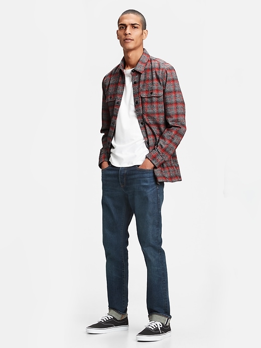 1 of 8 showing, with the color red plaid of product Flannel Shirt Jacket
