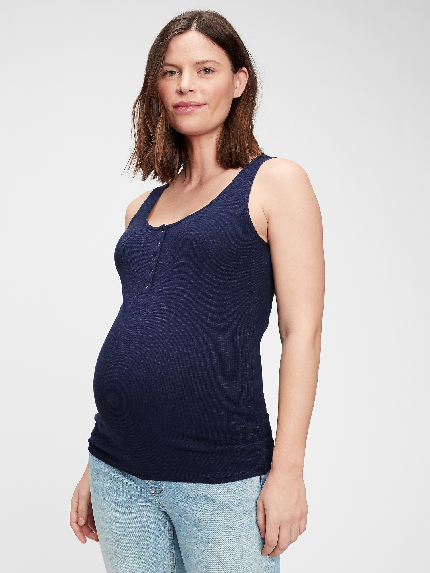 Maternity Rib Henley Tank Top