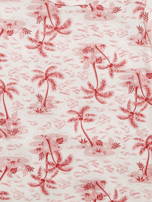 2 of 8 showing, with the color new off white of product Baby & Toddler Organic Cotton Palm Tree Graphic PJ Set