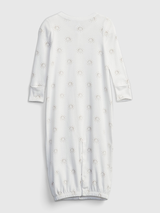 2 of 8 showing, with the color optic white of product Baby 100% Organic Cotton First Favorite Convertible Sleep Gown