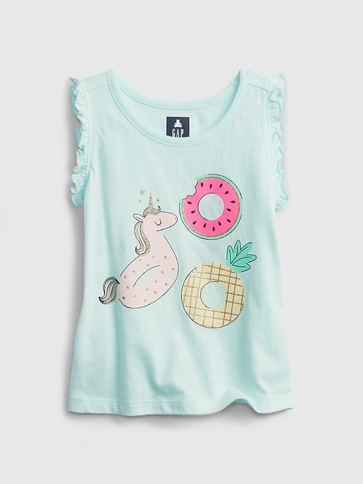 1 of 8 showing, with the color glass of water blue of product Toddler Organic Cotton Mix and Match Graphic Tank Top